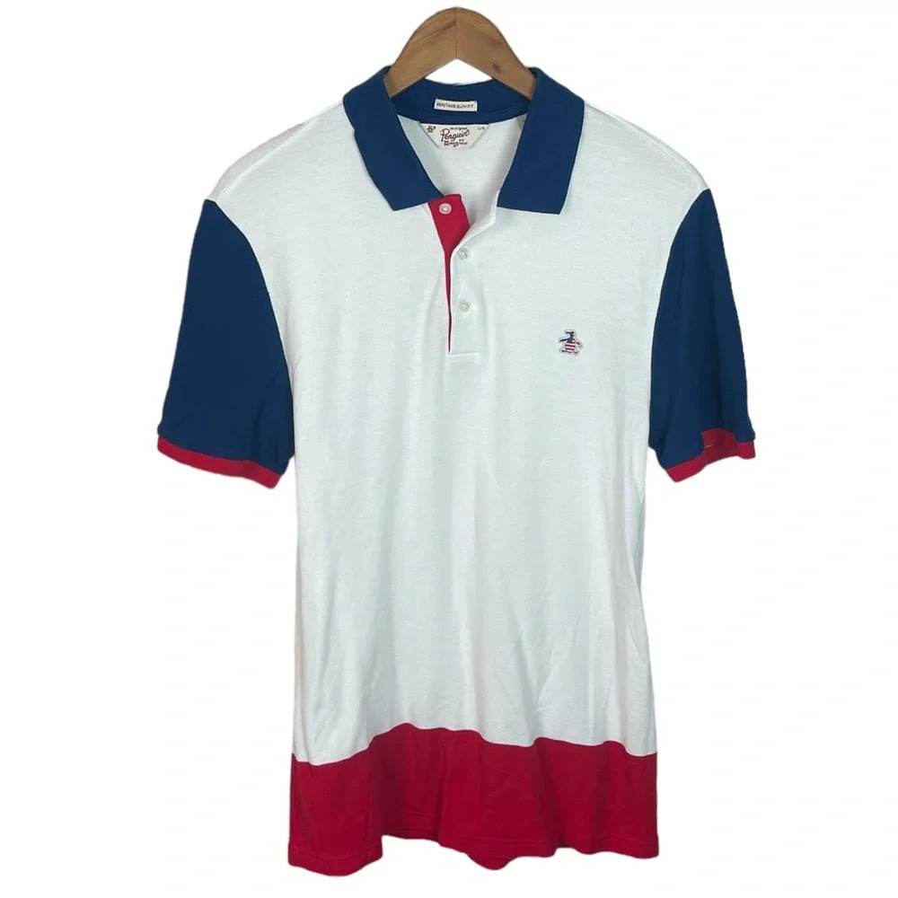 PO72 Men’s Original Penguin Heritage SLIM Fit Preppy Polo Shirt L